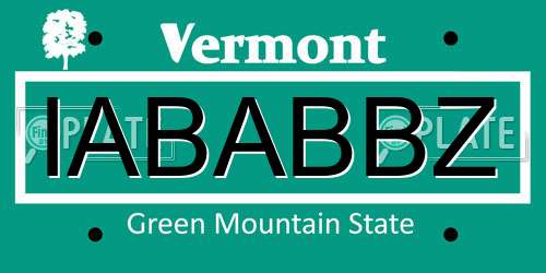 IABABBZ Vermont License Plate