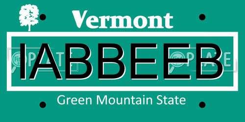 IABBEEB Vermont License Plate