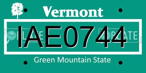 IAE0744 Vermont License Plate