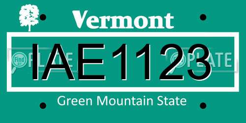 IAE1123 Vermont License Plate