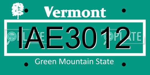 IAE3012 Vermont License Plate