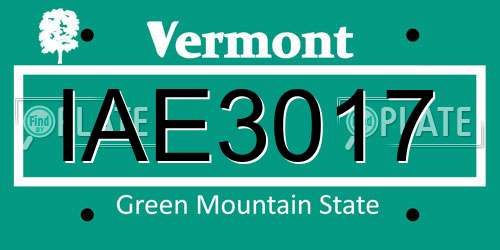 IAE3017 Vermont License Plate
