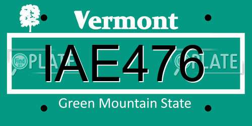IAE476 Vermont License Plate