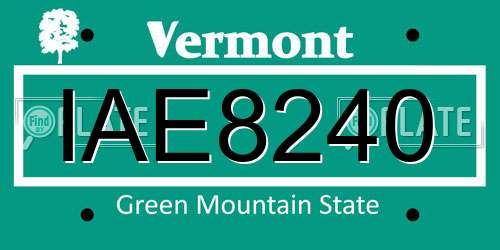 IAE8240 Vermont License Plate
