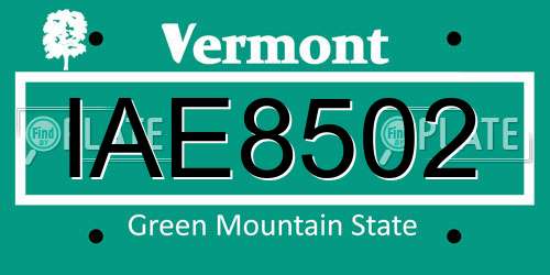 IAE8502 Vermont License Plate
