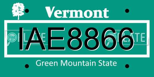IAE8866 Vermont License Plate