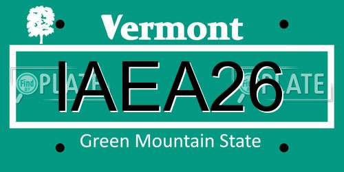 IAEA26 Vermont License Plate