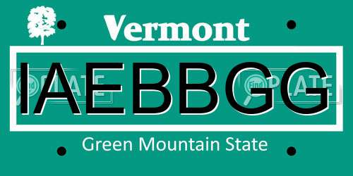 IAEBBGG Vermont License Plate