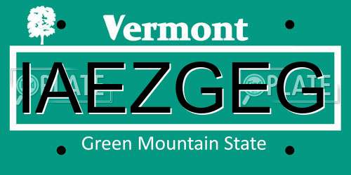IAEZGEG Vermont License Plate