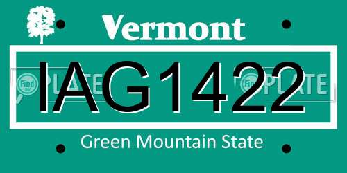 IAG1422 Vermont License Plate