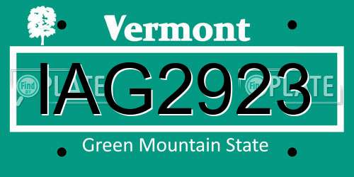 IAG2923 Vermont License Plate
