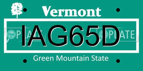 IAG65D Vermont License Plate