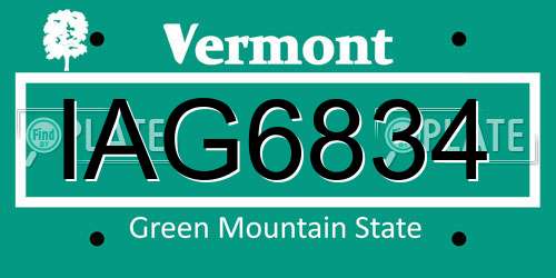 IAG6834 Vermont License Plate