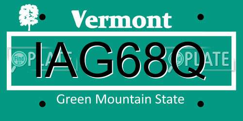 IAG68Q Vermont License Plate