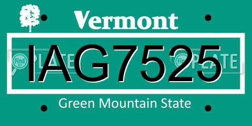 IAG7525 Vermont License Plate