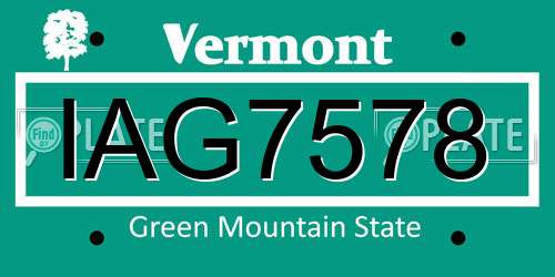IAG7578 Vermont License Plate
