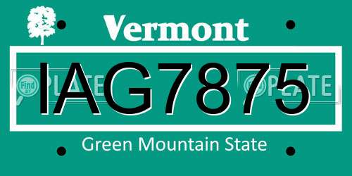IAG7875 Vermont License Plate