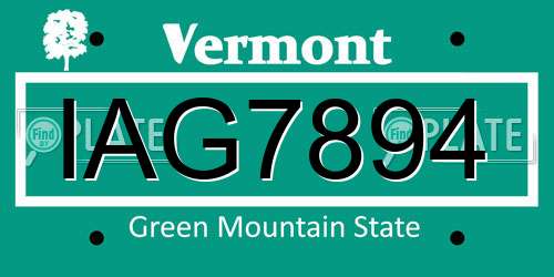 IAG7894 Vermont License Plate