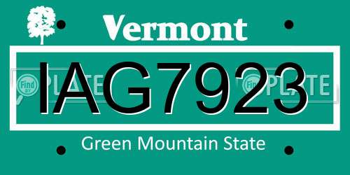 IAG7923 Vermont License Plate