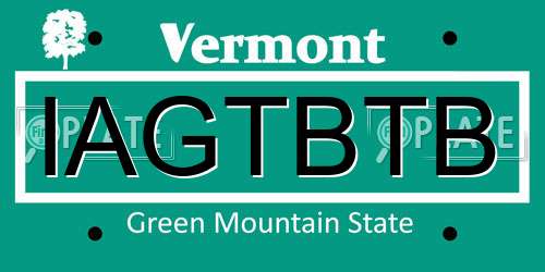 IAGTBTB Vermont License Plate