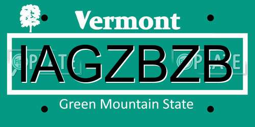 IAGZBZB Vermont License Plate