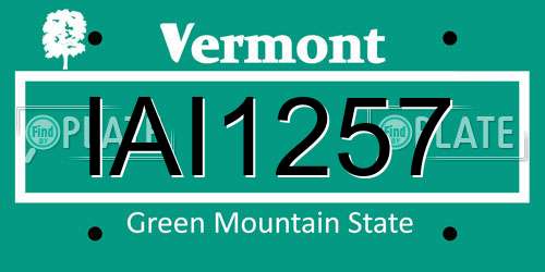 IAI1257 Vermont License Plate