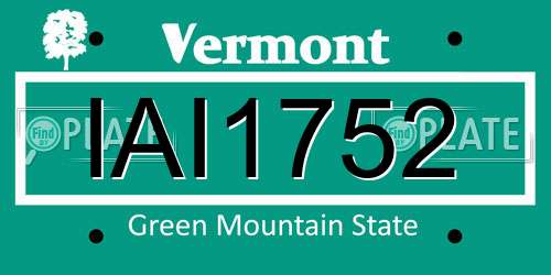 IAI1752 Vermont License Plate