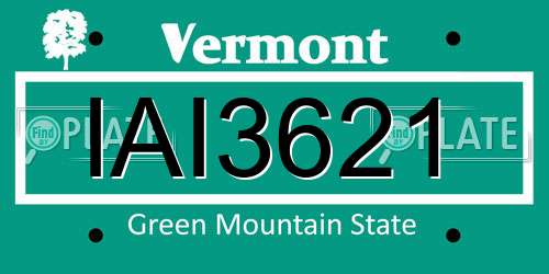 IAI3621 Vermont License Plate