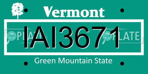 IAI3671 Vermont License Plate