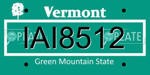 IAI8512 Vermont License Plate