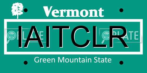 IAITCLR Vermont License Plate