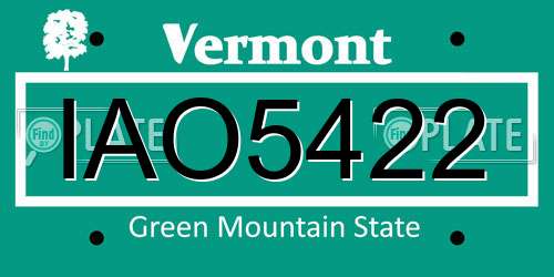 IAO5422 Vermont License Plate