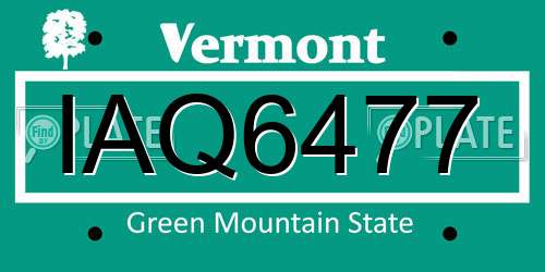 IAQ6477 Vermont License Plate