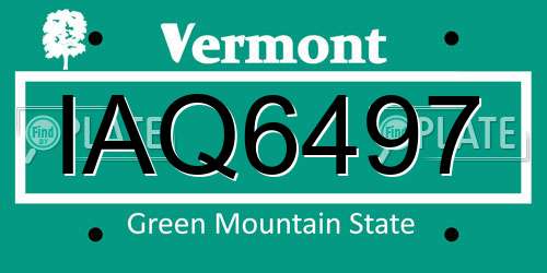 IAQ6497 Vermont License Plate