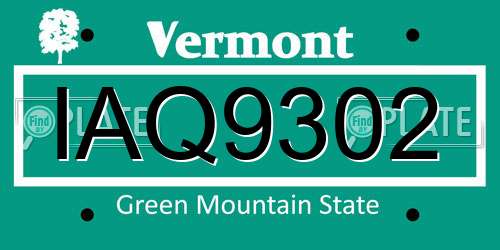 IAQ9302 Vermont License Plate