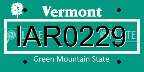IAR0229 Vermont License Plate
