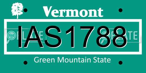 IAS1788 Vermont License Plate