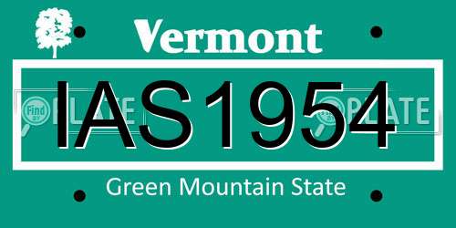 IAS1954 Vermont License Plate