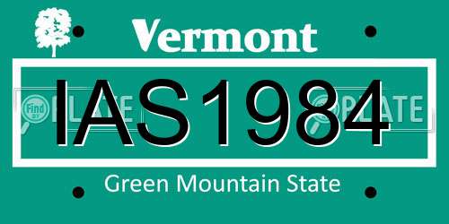 IAS1984 Vermont License Plate
