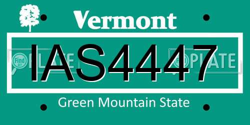 IAS4447 Vermont License Plate