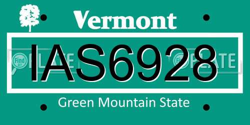 IAS6928 Vermont License Plate