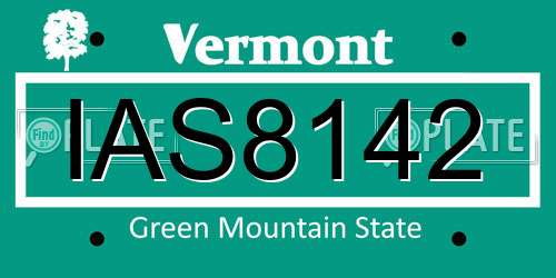 IAS8142 Vermont License Plate