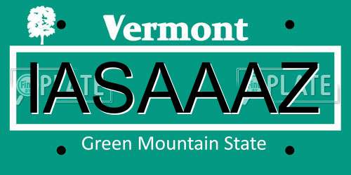 IASAAAZ Vermont License Plate