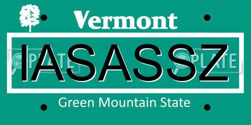 IASASSZ Vermont License Plate