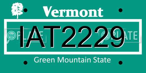 IAT2229 Vermont License Plate