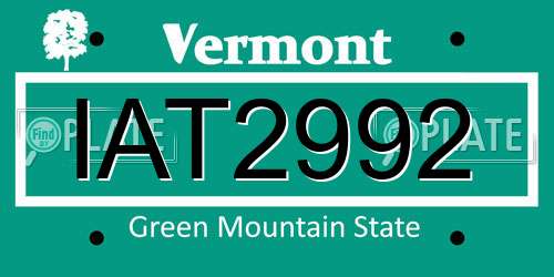 IAT2992 Vermont License Plate