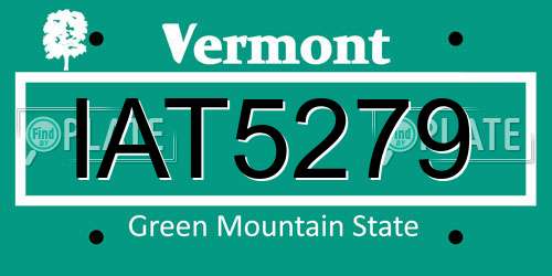 IAT5279 Vermont License Plate