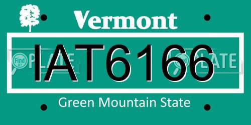 IAT6166 Vermont License Plate