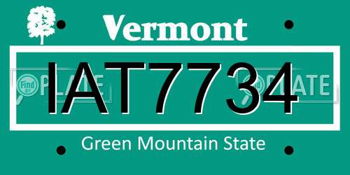 IAT7734 Vermont License Plate