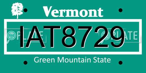 IAT8729 Vermont License Plate